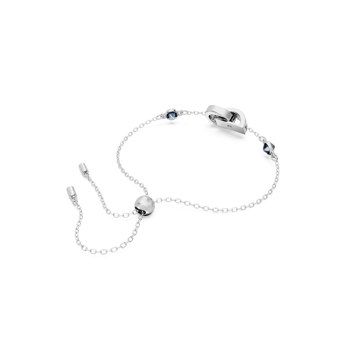 Swarovski Hollow Interlocking Loop Blue and Rhodium Bracelet